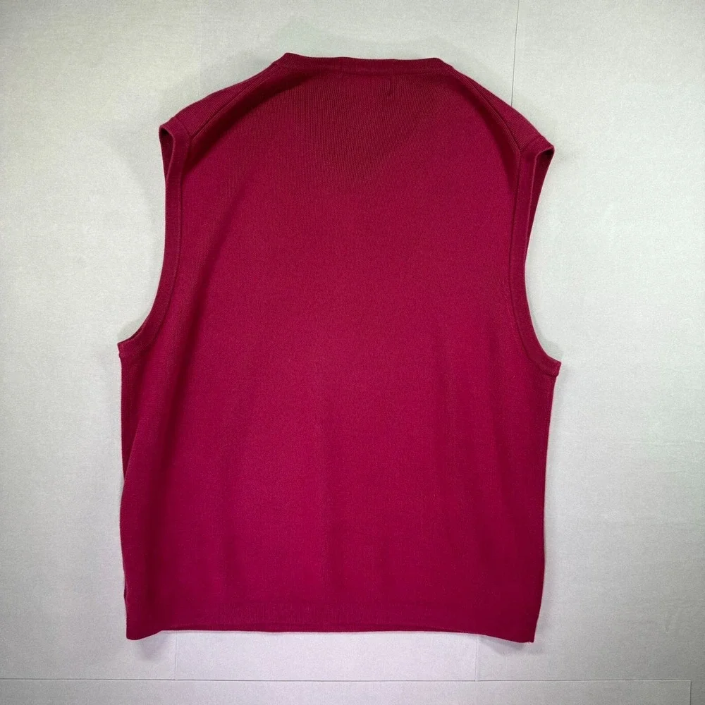 Vintage‎ Eddie Bauer Sweater Vest Men L Supima Cotton Pima V Neck Burgundy
